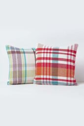 Homescapes Tartan 100% Cotton Falun Cushion Cover in Green - Size: 45 cm x 45 cm - thumbnail 5