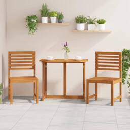 Berkfield Home Removable Garden Chairs Without Arms - Set of 2 in Solid Acacia Wood in Brown - thumbnail 2