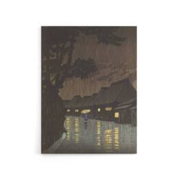 "Artery8 Hasui Rain At Maekawa Sochu Canvas Japanese Wall Art in Brown - Size: W18"" x H24""" - thumbnail 1
