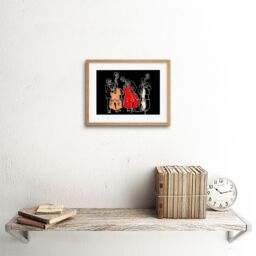 "Artery8 Wall Art Print Musicians Jazz Bass Art Framed 9x7 inch in Beige - Size: W7"" x H9""" - thumbnail 2