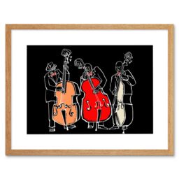 "Artery8 Wall Art Print Musicians Jazz Bass Art Framed 9x7 inch in Beige - Size: W7"" x H9""" - thumbnail 1