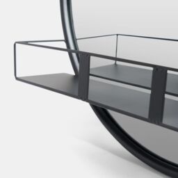 OHS Round Wall Mounted Bathroom Dressing Mirror with Shelf in Black - thumbnail 6