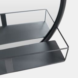 OHS Round Wall Mounted Bathroom Dressing Mirror with Shelf in Black - thumbnail 5