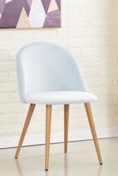 Life Interiors Set of 2 Lucia Ergonomic Velvet Dining Chairs with Wooden Legs, Modern Upholstered Accent Chair in Royal - thumbnail 2