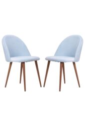 Life Interiors Set of 2 Lucia Ergonomic Velvet Dining Chairs with Wooden Legs, Modern Upholstered Accent Chair in Royal