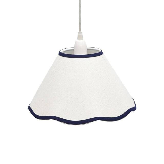 First Choice Lighting Libby - Natural Linen with Navy Blue Trim 27cm Pendant or Lamp Shade in White - image 1