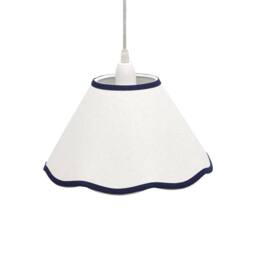 First Choice Lighting Libby - Natural Linen with Navy Blue Trim 27cm Pendant or Lamp Shade in White