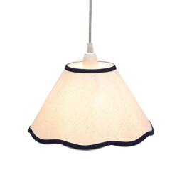 First Choice Lighting Libby - Natural Linen with Navy Blue Trim 27cm Pendant or Lamp Shade in White - thumbnail 2