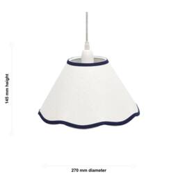 First Choice Lighting Libby - Natural Linen with Navy Blue Trim 27cm Pendant or Lamp Shade in White - thumbnail 4