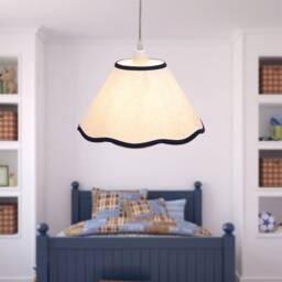 First Choice Lighting Libby - Natural Linen with Navy Blue Trim 27cm Pendant or Lamp Shade in White - thumbnail 3
