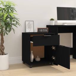 Berkfield Home Mobile File Cabinet with Wheels Black 45x38x54cm Engineered Wood - Size: 45 x 38 x 54 cm - thumbnail 3