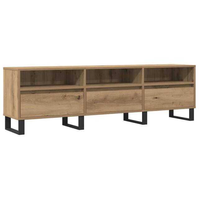 Berkfield Home TV Cabinet Artisan Oak 150x30x44.5 cm Engineered Wood in Brown - image 1