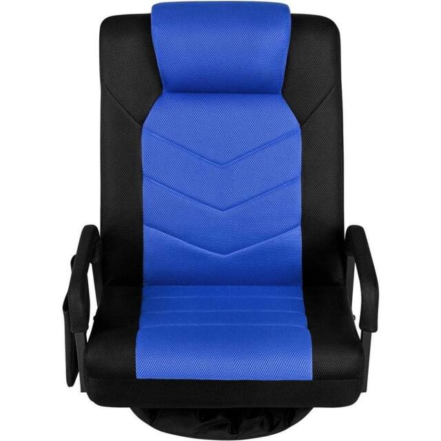KORVIXA Black/Blue Reclining Swivel Floor Gaming Chair - Size: 100 cm x 100 cm - image 1
