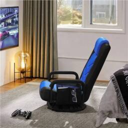 KORVIXA Black/Blue Reclining Swivel Floor Gaming Chair - Size: 100 cm x 100 cm - thumbnail 4