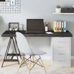 Berkfield Home Table Top Dark Grey 140x50x(2-6) cm Treated Solid Wood Oak - thumbnail 1