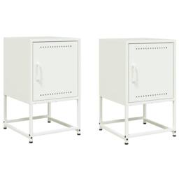 Berkfield Home Bedside Cabinets 2 pcs White 36x39x60.5 cm Steel - thumbnail 1