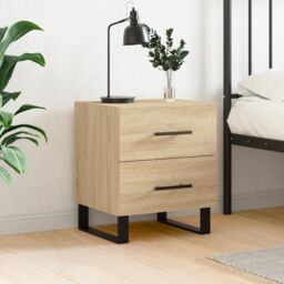 Berkfield Home Bedside Cabinet Sonoma Oak 40x35x47.5 cm Engineered Wood in Brown - thumbnail 1