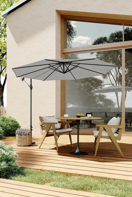 Living and Home 3m Cantilever Garden Parasol for Sunshade & Rain（Base is not included） in Grey - image 1