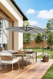 Living and Home 3m Cantilever Garden Parasol for Sunshade & Rain（Base is not included） in Grey - thumbnail 2