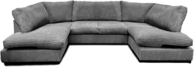 Furniture 786 Aspen Full Back 6 Seater U Shaped Corner Jumbo Cord Fabric Sofa in Grey - image 1
