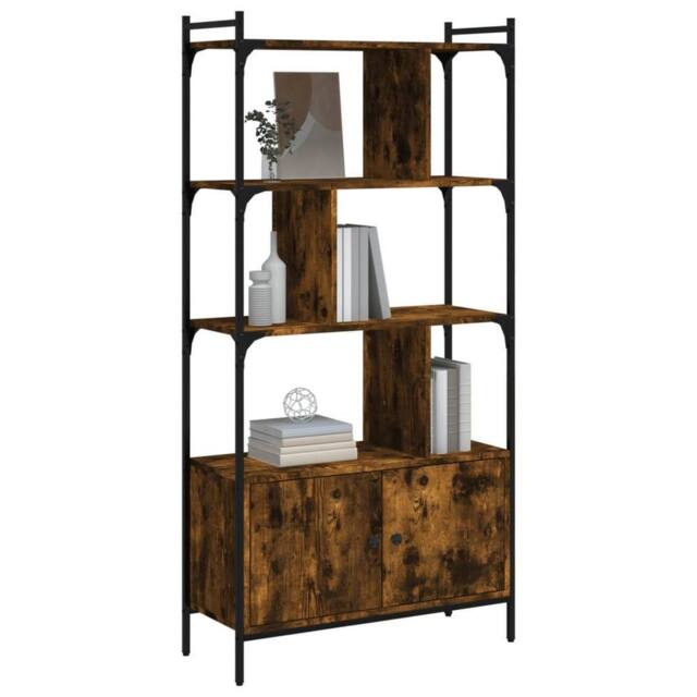 Berkfield Home Decorative Bookcase with Doors Smoked Oak 76.5x30x154.5 cm Engine in Brown - image 1