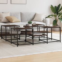 Berkfield Home Coffee Table Brown Oak 121x121x40 cm Engineered Wood - Size: 121 x 121 x 40 cm - thumbnail 1