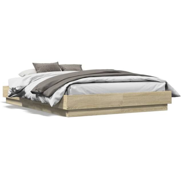 Berkfield Home Bed Frame without Mattress Sonoma Oak 135x190 cm Double in Light Oak - image 1