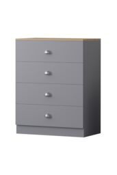 FWStyle 4 Drawer Chest Matt Grey Oak Effect Top Bedroom Furniture - thumbnail 2