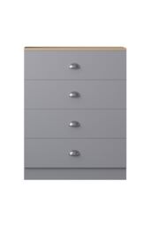 FWStyle 4 Drawer Chest Matt Grey Oak Effect Top Bedroom Furniture - thumbnail 3