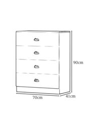 FWStyle 4 Drawer Chest Matt Grey Oak Effect Top Bedroom Furniture - thumbnail 4