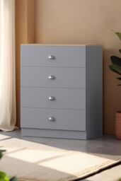 FWStyle 4 Drawer Chest Matt Grey Oak Effect Top Bedroom Furniture - thumbnail 1