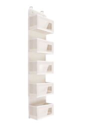 Living and Home 5 Pockets Over the Door Fabric Organizer Non Woven Hanging Storage in Beige - thumbnail 2