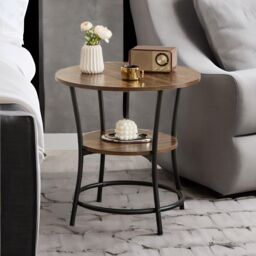 Rafaelo Mobilia Industrial Round Coffee Table With 2 Shelves in Brown - thumbnail 4