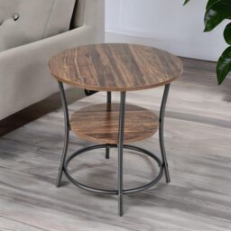 Rafaelo Mobilia Industrial Round Coffee Table With 2 Shelves in Brown - thumbnail 5