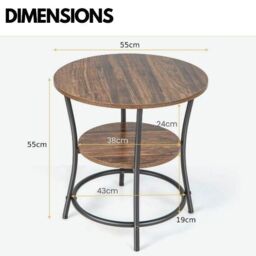 Rafaelo Mobilia Industrial Round Coffee Table With 2 Shelves in Brown - thumbnail 6