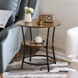 Rafaelo Mobilia Industrial Round Coffee Table With 2 Shelves in Brown - thumbnail 3