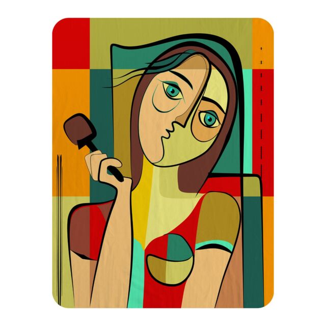 Benjamin Tate Design woman with chocolate in hand Designer Blanket in Natural - Size: 120 cm x 150 cm - image 1