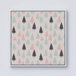 Warren Reed - Designer Christmas Tree Silhouette Pattern Framed Canvas in Off-White - Size: w10 inch x h10 inch - thumbnail 1