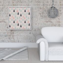 Warren Reed - Designer Christmas Tree Silhouette Pattern Framed Canvas in Off-White - Size: w10 inch x h10 inch - thumbnail 2
