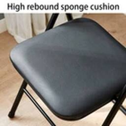EONLION Folding Metal Chair Padded Seat Backrest Space Saving Stool Black - thumbnail 4