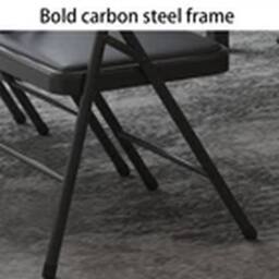 EONLION Folding Metal Chair Padded Seat Backrest Space Saving Stool Black - thumbnail 2