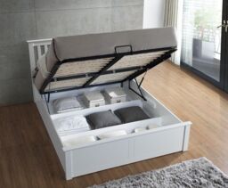 Bedmaster Malmo Wooden Ottoman Bed in White - Size: Small Double - thumbnail 4