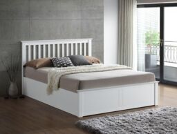 Bedmaster Malmo Wooden Ottoman Bed in White - Size: Small Double - thumbnail 2