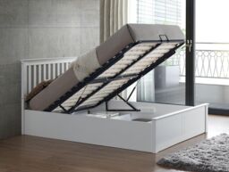 Bedmaster Malmo Wooden Ottoman Bed in White - Size: Small Double - thumbnail 1