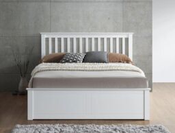 Bedmaster Malmo Wooden Ottoman Bed in White - Size: Small Double - thumbnail 3