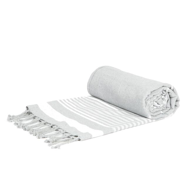 Nicola Spring 100% Cotton Bath Towel Turkish Style Hamman Blanket Bath Sheet - 160 x 90cm in Light Grey