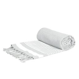 Nicola Spring 100% Cotton Bath Towel Turkish Style Hamman Blanket Bath Sheet - 160 x 90cm in Light Grey - thumbnail 1