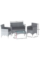 Home Discount Garden Vida Kendal 4 Piece Rattan Garden Furniture Set with Cover in Grey - thumbnail 2