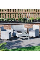 Home Discount Garden Vida Kendal 4 Piece Rattan Garden Furniture Set with Cover in Grey - thumbnail 1