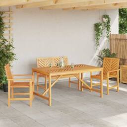 Berkfield Home 4 Piece Garden Dining Set Solid Wood Acacia in Brown - thumbnail 4